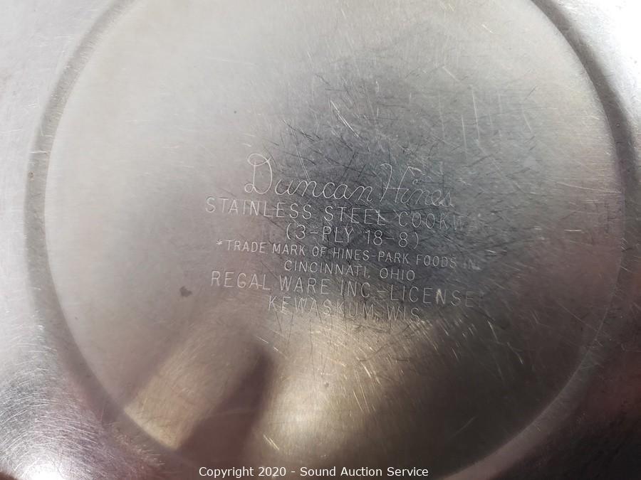 Sound Auction Service - Auction: 12/10/20 Churchill, Rankin & Others  Consignment Auction ITEM: Revere Ware & Duncan Hines Stainless Cookware