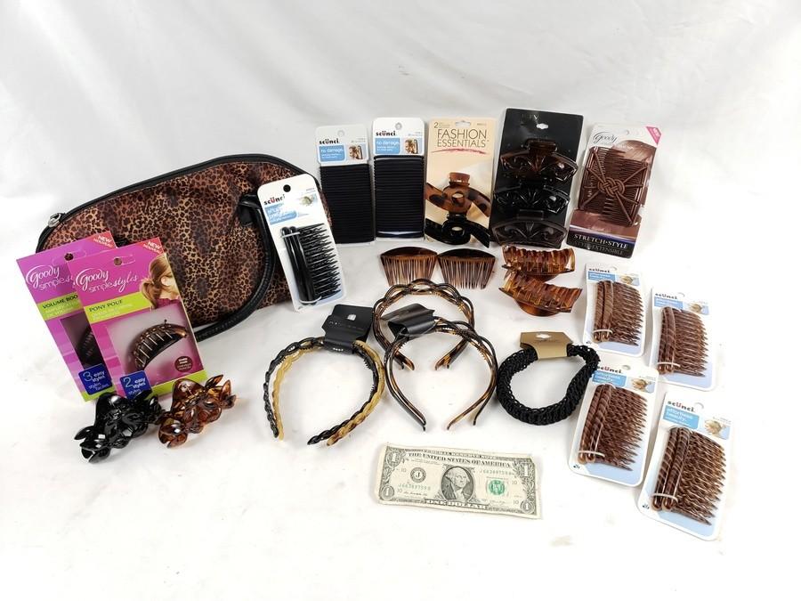 Sound Auction Service - Auction: 02/04/21 Blankenship, Kirchner  Multi-Consignment Auction ITEM: Assortment of Hair Bands, Clips, Ties &  Handbag