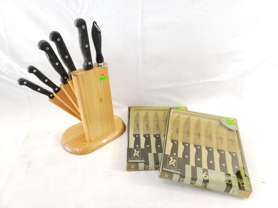 Sound Auction Service - Auction: 01/29/19 Tool & Estate Auction ITEM: 18pc. Miracle  Blade Knife Set w/Block