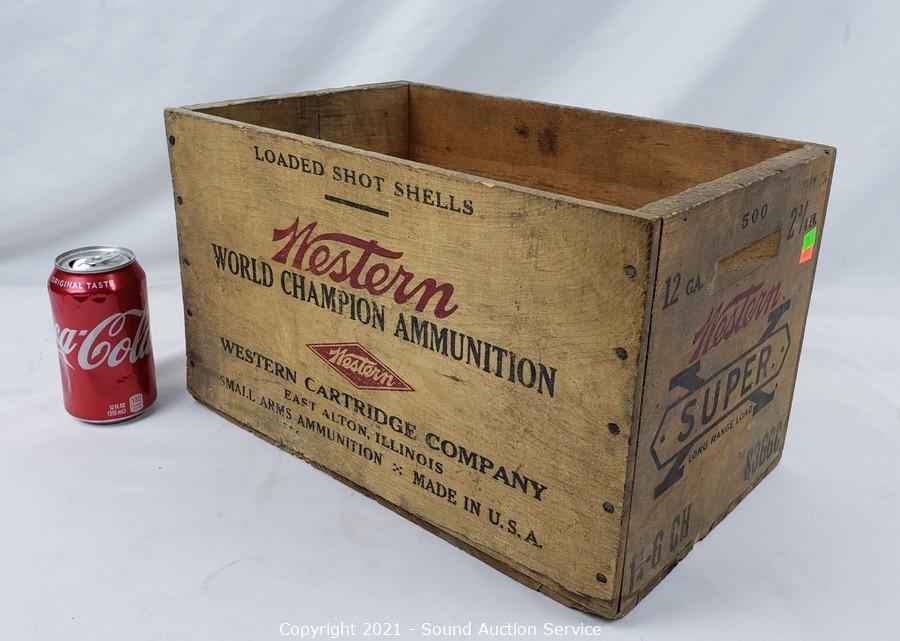 Sold at Auction: Vintage wooden World Champion Ammunition box with