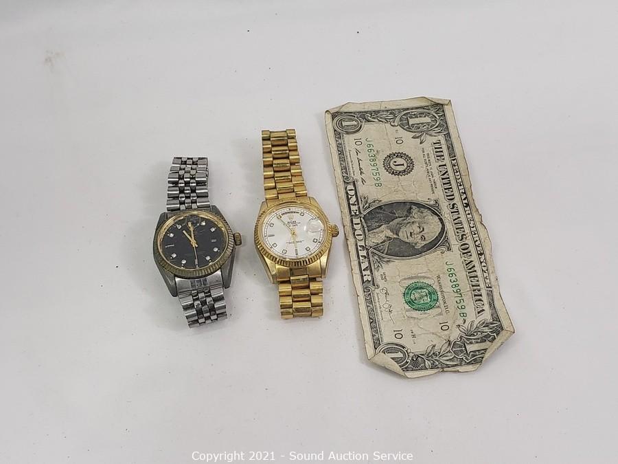 Sound Auction Service - Auction: 01/04/22 Holiday & Collectibles Online  Estate Auction ITEM: 2 Rolex Men's Day-Time Quartz Watches