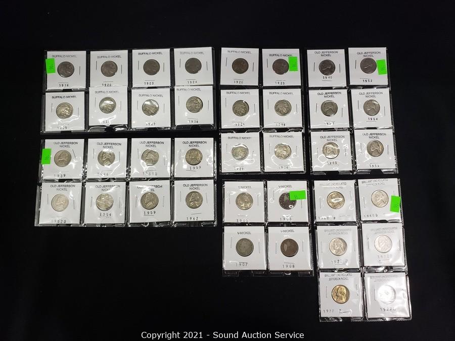 Sound Auction Service - Auction: 01/04/22 Holiday & Collectibles Online  Estate Auction ITEM: Assorted Jefferson, Buffalo & V-Nickels