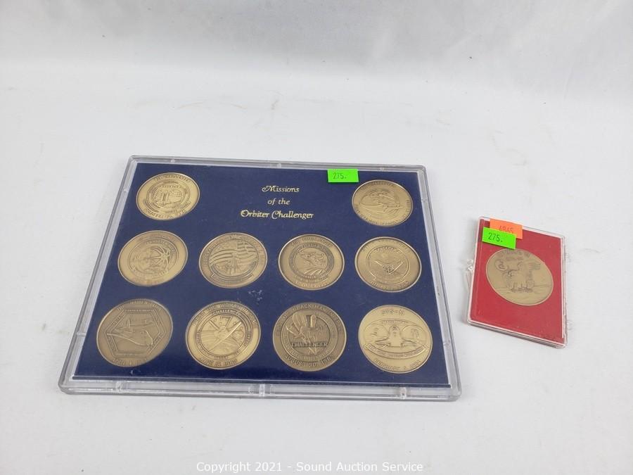 Sound Auction Service - Auction: 01/04/22 Holiday & Collectibles Online  Estate Auction ITEM: Orbiter Challenger Missions & Apollo 11 Medallions