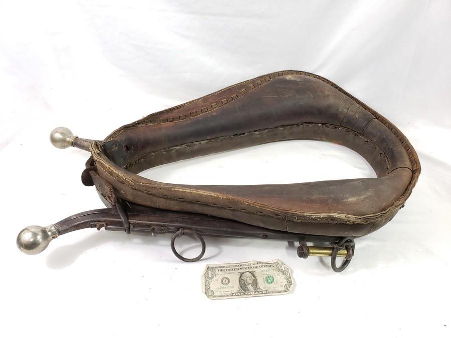 Antique Finish Adjustable Leather Collars for Driving Harness