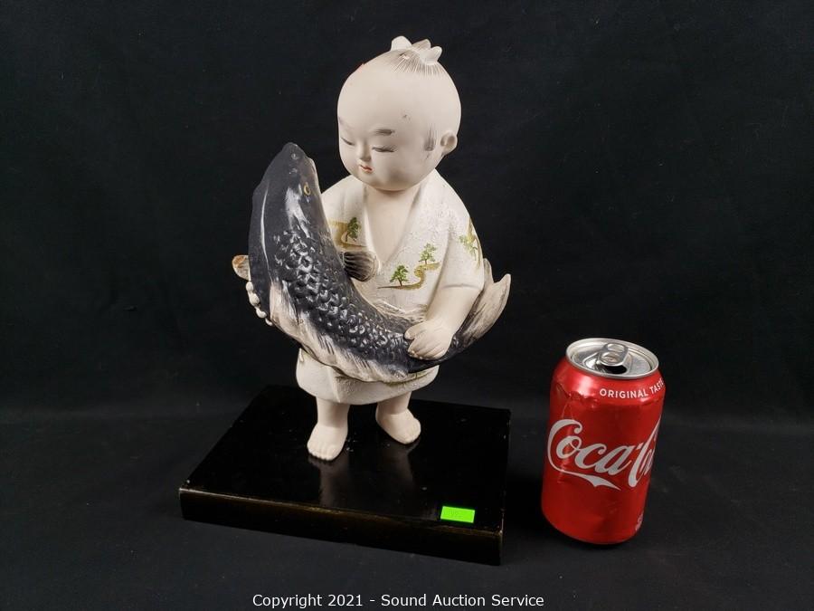 Sound Auction Service - Auction: 01/10/22 Asian Collectibles & Estate Online  Auction ITEM: Japanese Hakata? Porcelain Bisque Doll w/Display