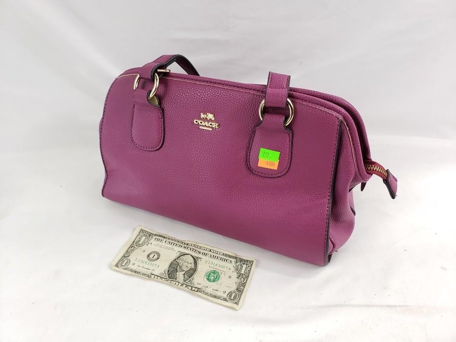 Coach Womens F04Q-7056 Purple Pink Brown Suede Leather Logo Shoulder Bag  Purse | eBay