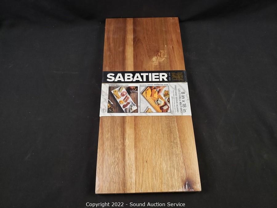 SABATIER PREP&SERVE ACACIA WOOD & WHITE STONE CUTTING BOARD, 8x18