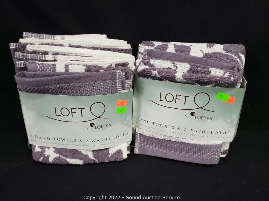 LOFT by Loftex Hand Towel BATH Collection NAVY BLUE WHITE LEAVES