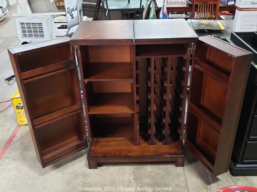 Sound Auction Service - Auction: 03/15/22 Dodds, Hobbs & Others Online  Auction ITEM: Dark Stained Drop Leaf Bar