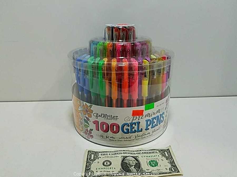 100 gel pens in stadium stand