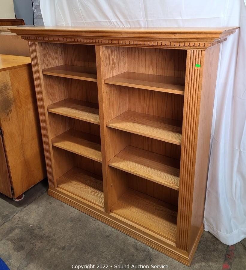 Sound Auction Service - Auction: 03/31/22 Household Goods, Antiques,  Collectibles Online Auction ITEM: 5-Tier Natural Finish Oak Side-by-Side  Bookshelf
