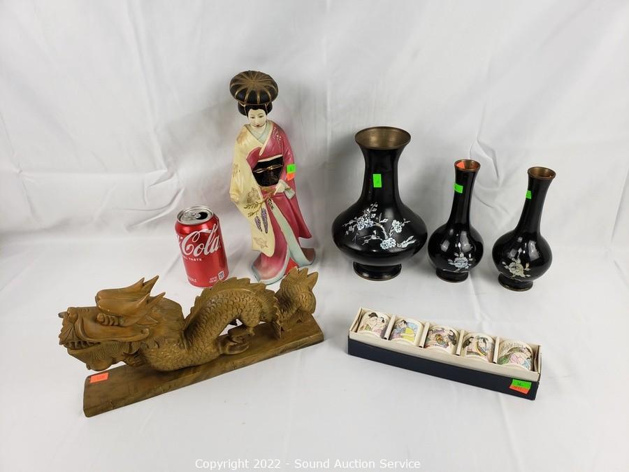 Sound Auction Service - Auction: 03/31/22 Household Goods, Antiques,  Collectibles Online Auction ITEM: Asian Vases, Sake Glasses & Figures