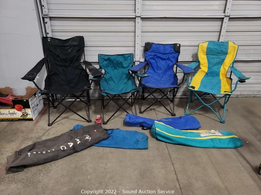 Sound Auction Service - Auction: 03/31/22 Household Goods, Antiques,  Collectibles Online Auction ITEM: 4 Packable Camping/Folding Chairs