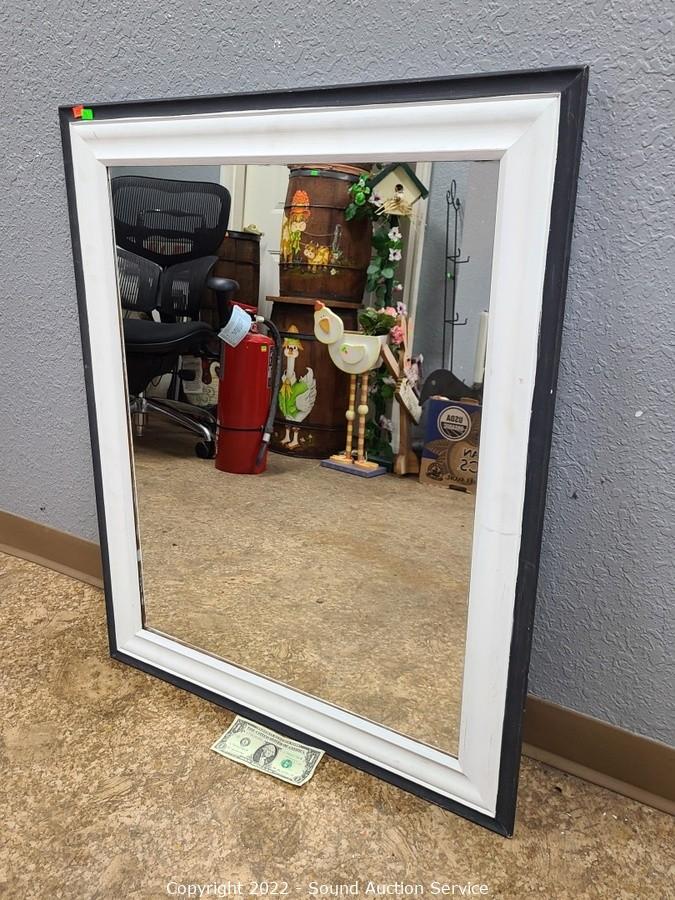 Sound Auction Service - Auction: 04/18/22 Assorted Home Decor & Household  Goods Online Auction ITEM: Painted Gray/White Frame Mirror