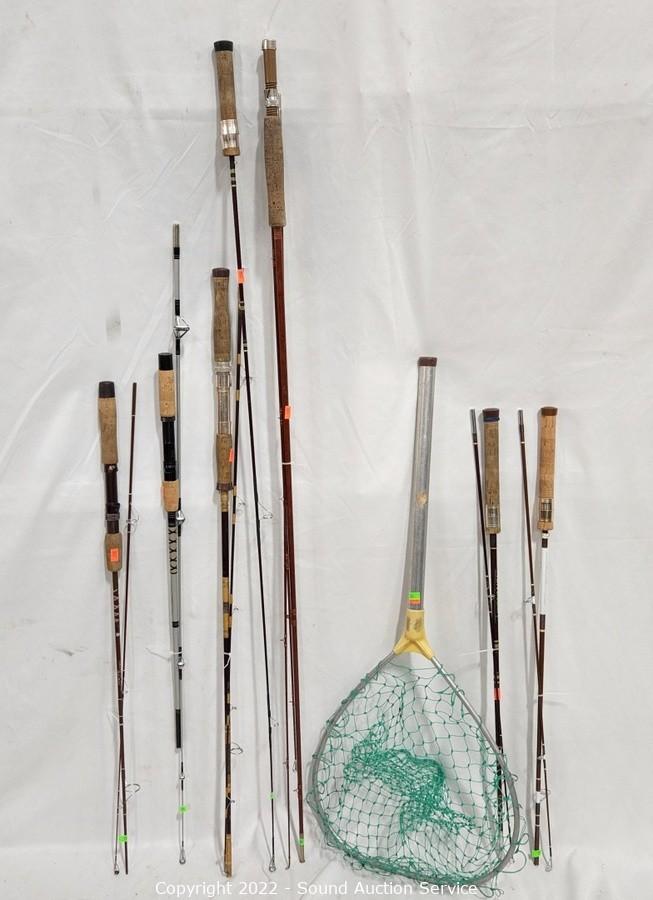 Sound Auction Service - Auction: 12/29/22 SAS Trolson, White Online Auction  ITEM: Primitive Bamboo 2pc Fishing Rod & Gaff Hook