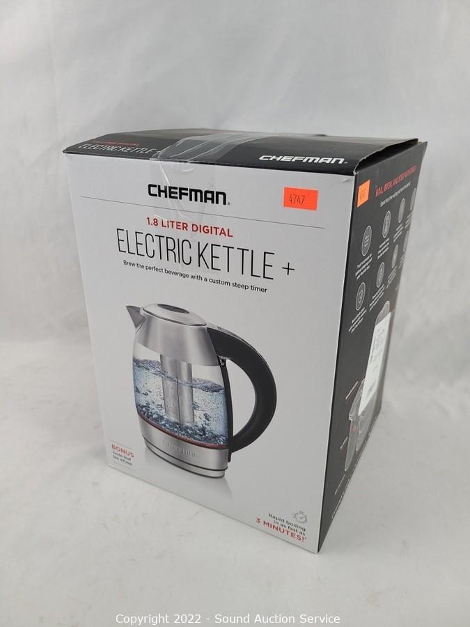 Chefman 1.8L Digital Electric Glass Kettle+ w/ Rapid-Boiling &