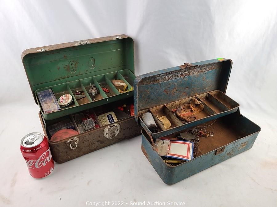 2 Vintage Metal Tackle Boxes