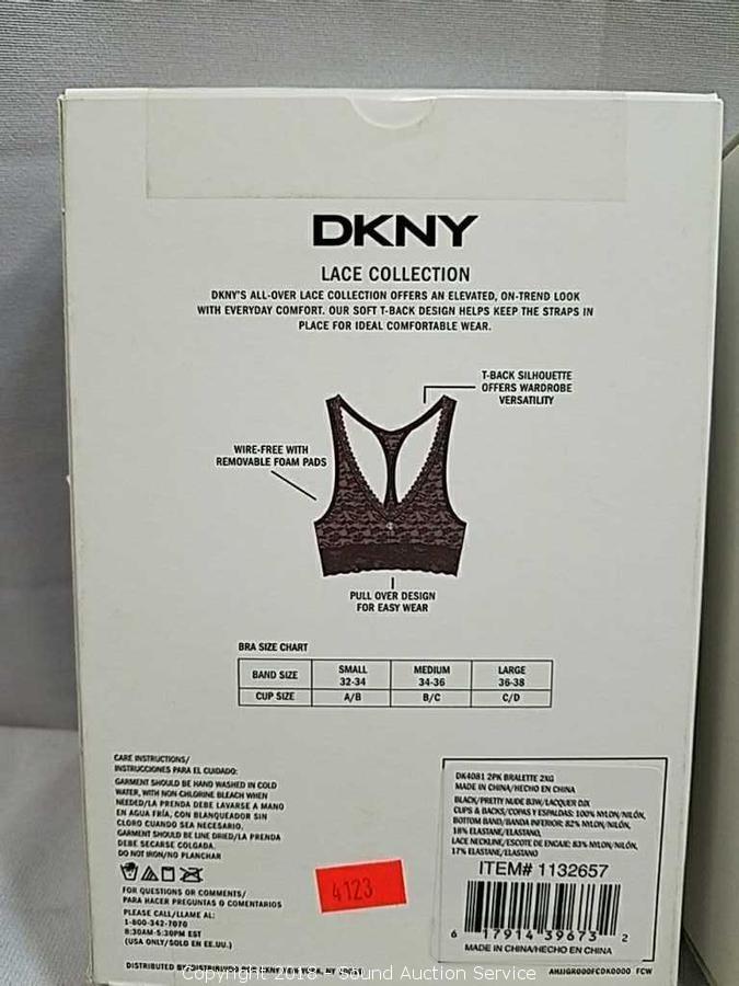 Sound Auction Service - Auction: 4/19/18 Spirits & Home Decor Auction ITEM:  2PK DKNY Lace Bralettes - Medium