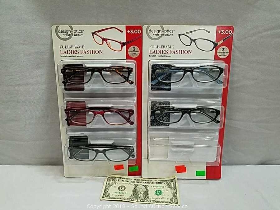 Sound Auction Service - Auction: 2/06/18 Hayes Estate Auction Pt.1 ITEM: 5  Pairs of Foster Grant +3.0 Reading Glasses