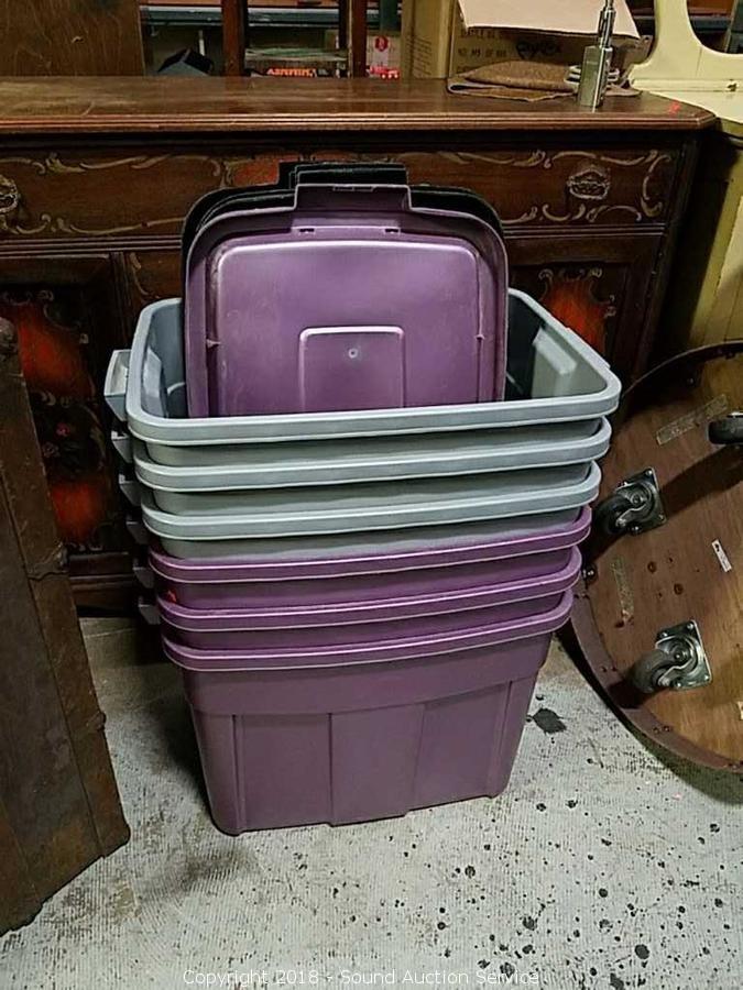 2) Rubbermaid Roughneck 18 gallon storage totes with lids - Bid