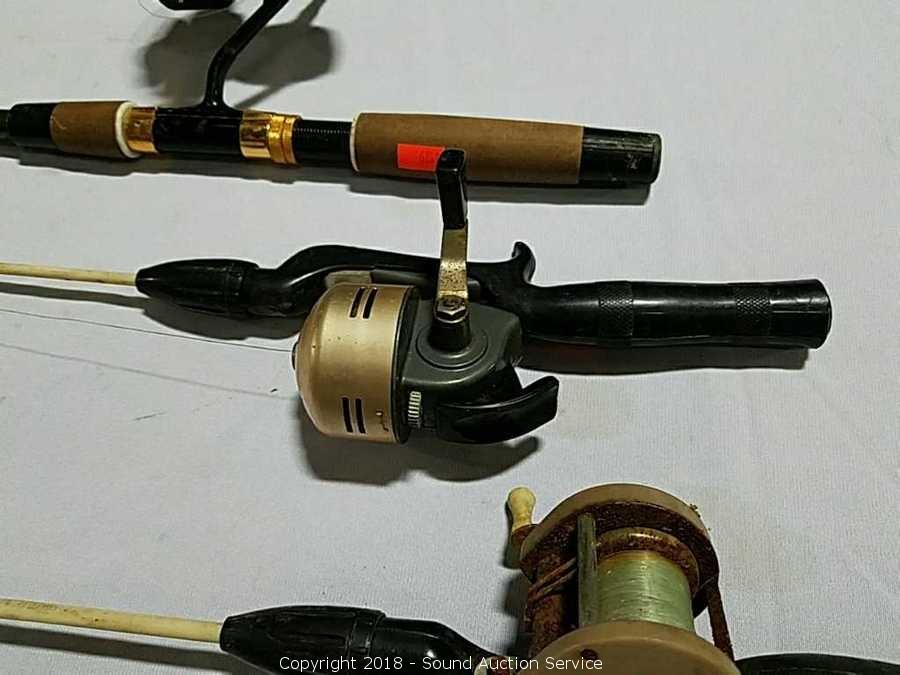 Sound Auction Service - Auction: 2/13/18 Rustic Antiques & Tool Auction  ITEM: (7) Vtg. Fishing Rods & Reels
