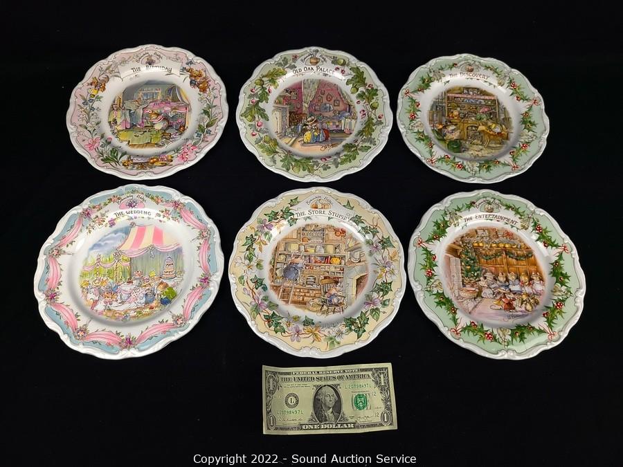 Sound Auction Service - Auction: 8/30/22 Antiques & Vintage Collectibles  Auction ITEM: 6 Royal Doulton Brambly Hedge Porcelain Plates
