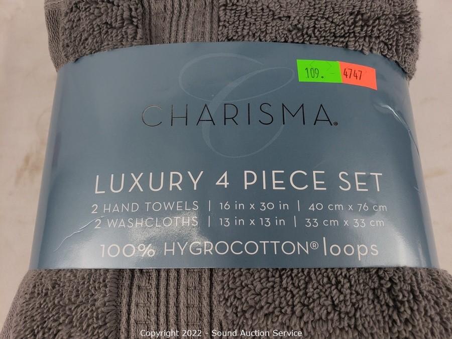 Charisma Luxury Towels, 4 Piece Set 2 Hand Towels and 2 Wash Cloths,  Gunmetal Grey