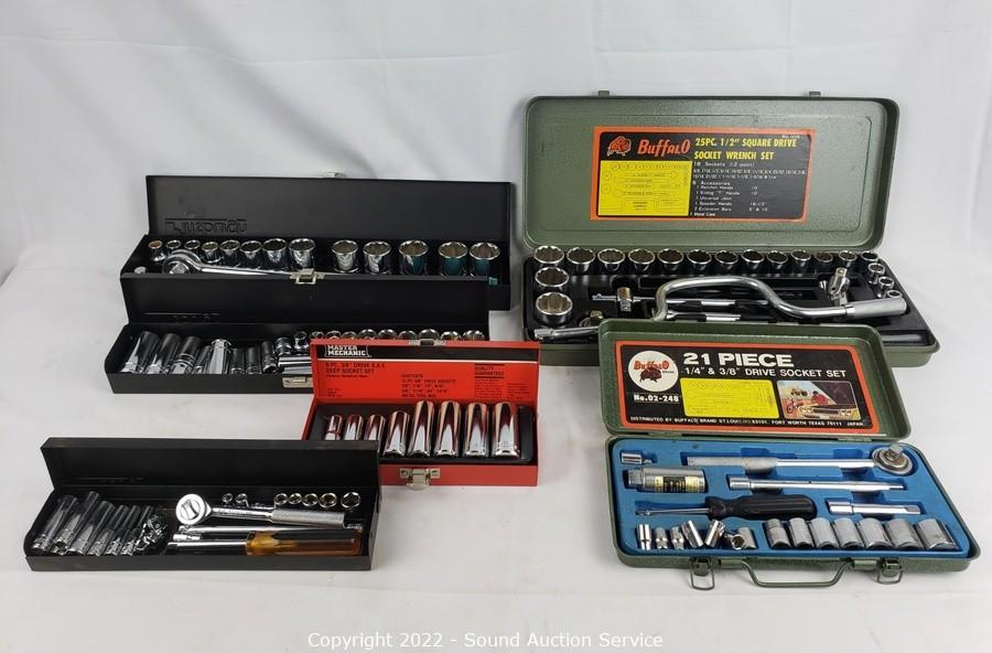 Sound Auction Service - Auction: 09/27/22 SAS & Others Online Auction ITEM:  6 Socket Sets w/Steel Tins