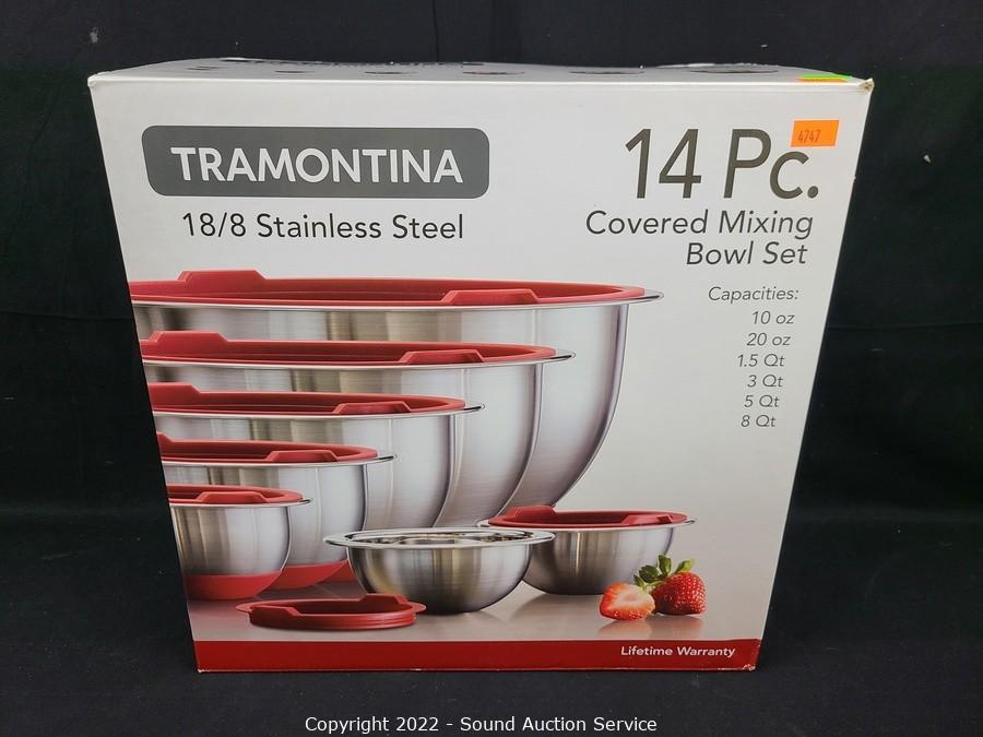 Tramontina Covered Mixing Bowls Stainless Steel 14 Pc Gray, 80202