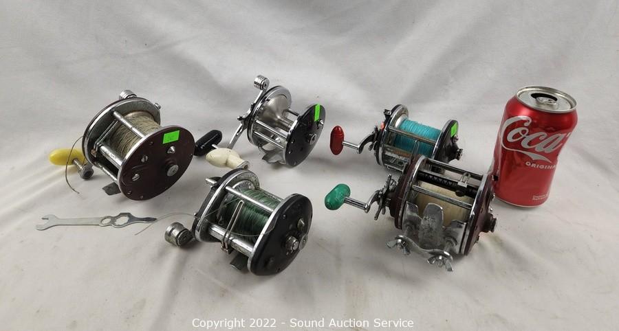 Sound Auction Service - Auction: 11/17/22 SAS Backman, Moneymaker Online Auction  ITEM: 5 Vintage Fishing Reels