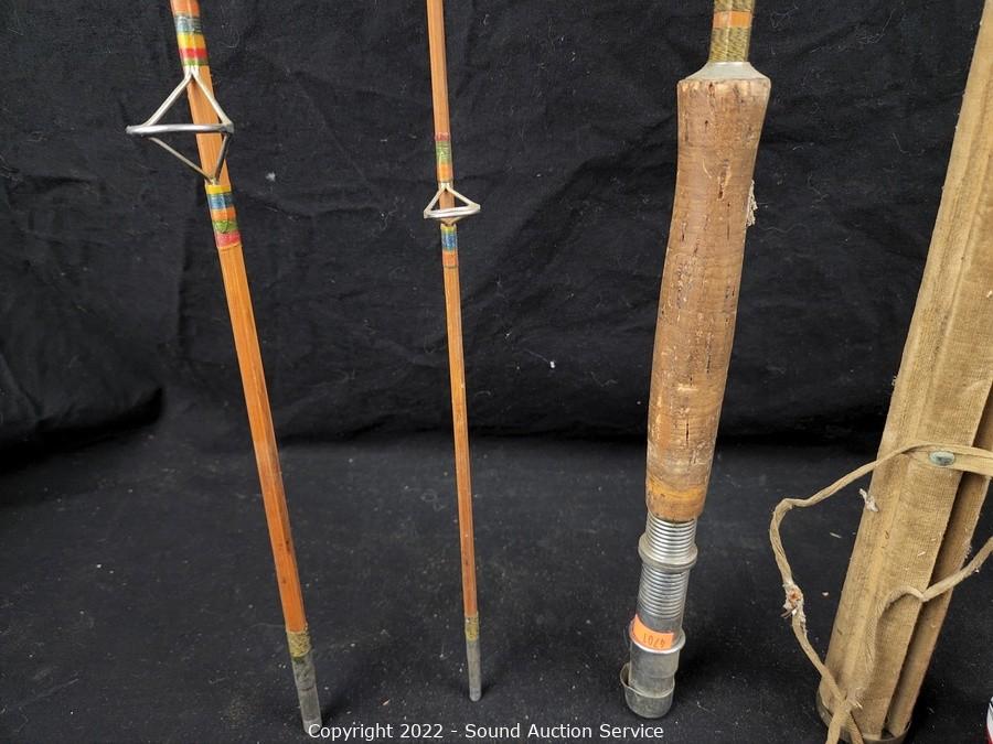 Sound Auction Service - Auction: 11/29/22 SAS Mattinson, Evans Online  Auction ITEM: Vtg. 3pc Bamboo Fishing Rod