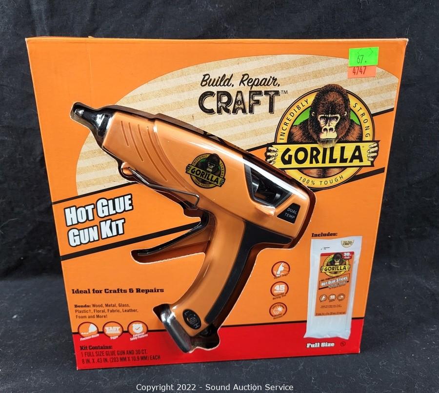 Gorilla Dual Temp Full-Size Hot Glue Gun Kit with 45 45 Sticks