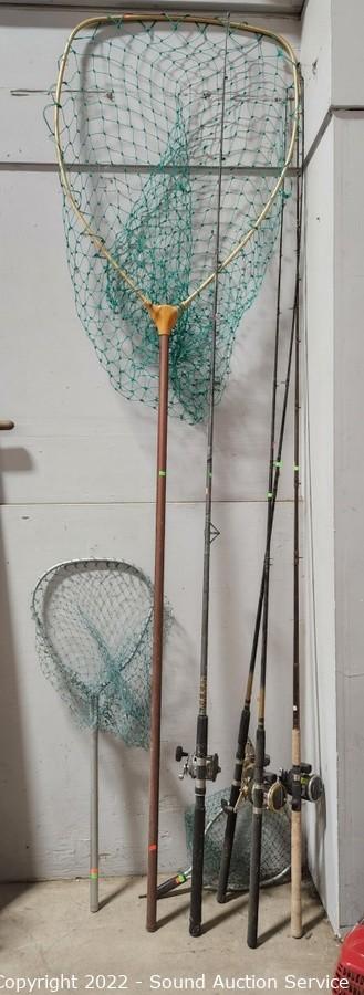 Sound Auction Service - Auction: 12/29/22 SAS Online Multi-Consignment  Auction ITEM: 4 Fishing Rods w/Reels & 3 Landing Nets