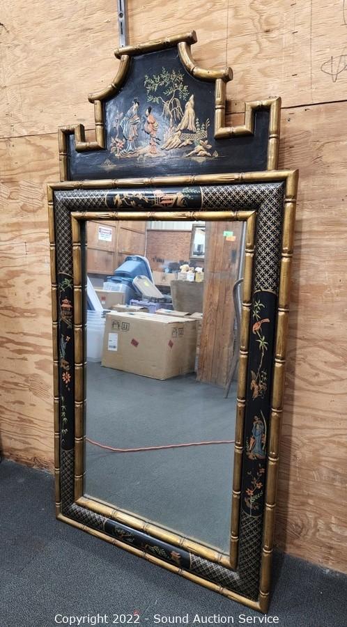 Sound Auction Service - Auction: 01/06/23 SAS Willmott, Vader Online Auction  ITEM: Painted Oriental Decorative Mirror