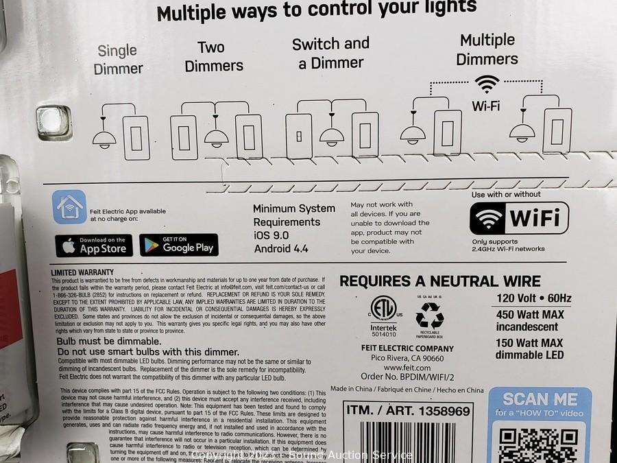 Sound Auction Service - Auction: 09/27/22 SAS Online Auction ITEM: 2 Feit  Smart Wi-Fi Dimmer Switches