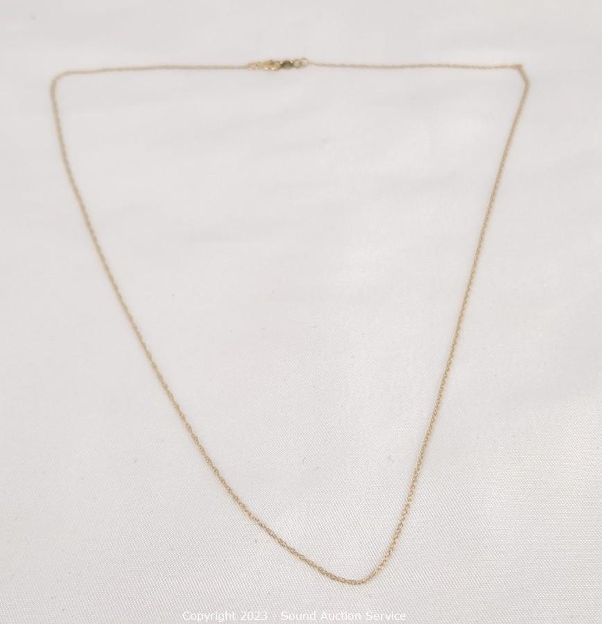 Sound Auction Service - Auction: 02/15/23 SAS Jewelry, Sound Equipment  Online Auction ITEM: 14K Gold 18 Petite Chain Necklace