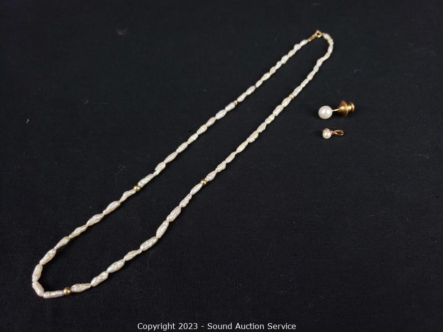 Sound Auction Service - Auction: 02/15/23 SAS Jewelry, Sound Equipment Online  Auction ITEM: 14K Gold & Genuine Pearl Jewelry