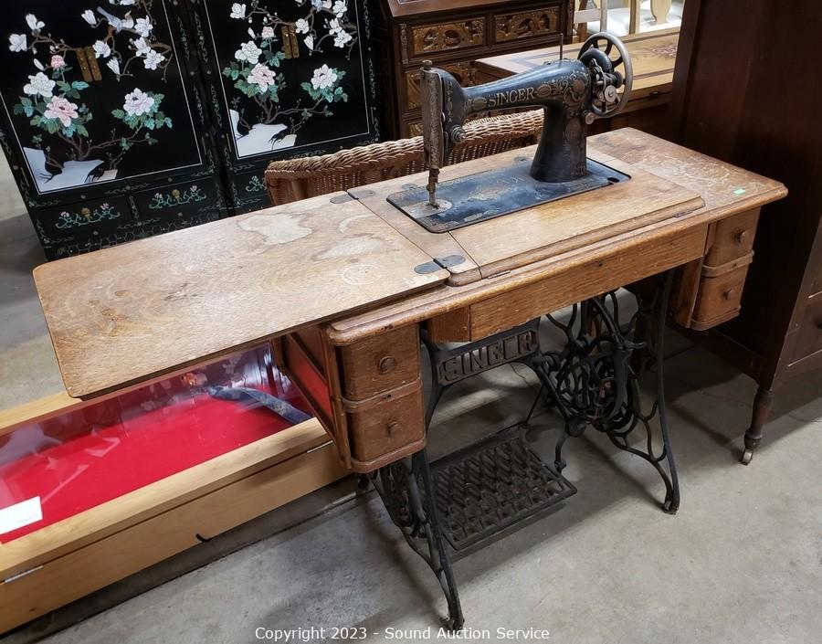 Traditional Sewing Machine, Cabinet and Treadle