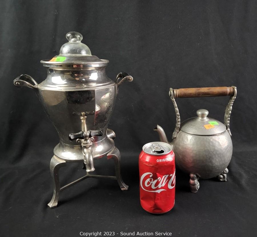 Sound Auction Service - Auction: 03/09/23 SAS Raak, DiMarco Online Auction  ITEM: Hammered Pewter Teapot & Coffee Maker