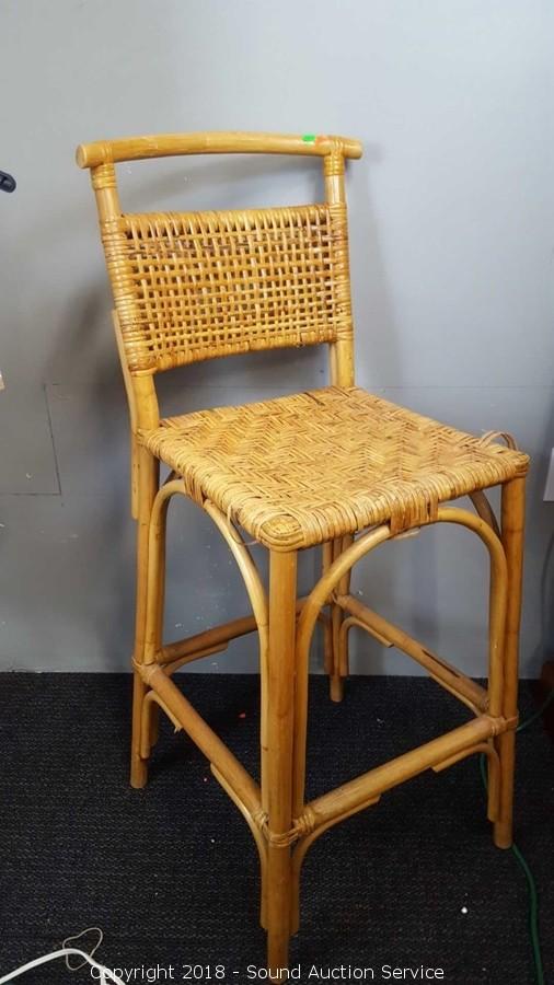 Sound Auction Service - Auction: 3/27/18 Tribal Instruments, Decor &  Household Estate Auction ITEM: Bamboo Framed Woven Seat Bar Chair