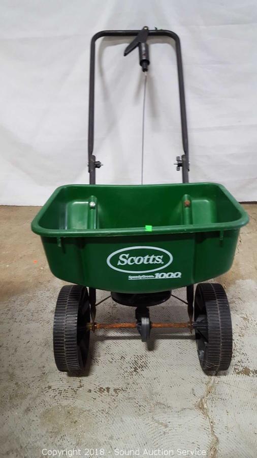 Sound Auction Service - Auction: 06/07/18 Tools Auction ITEM: Scotts Speedy Green 1000 Lawn Spreader