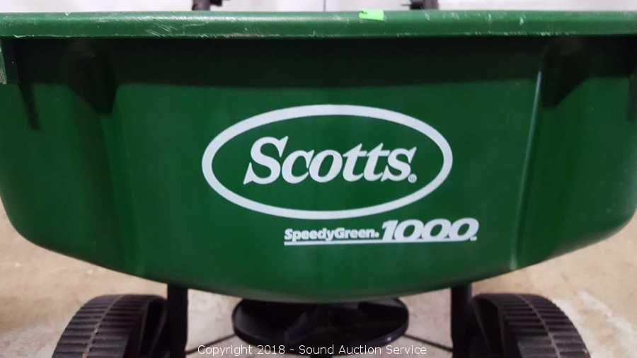 Sound Auction Service - Auction: 06/07/18 Tools Auction ITEM: Scotts Speedy Green 1000 Lawn Spreader