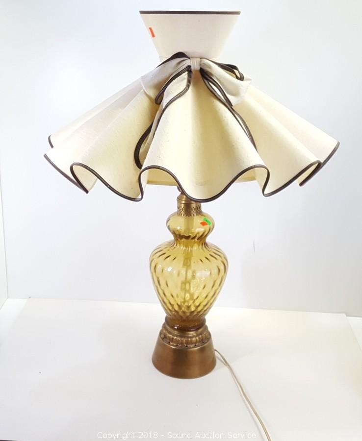 Authentic Brass Slag Glass Oil Lamp, Table Lamps