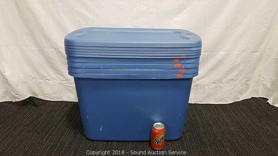 3) Sterilite 50 gal storage totes with lids - Matthews Auctioneers