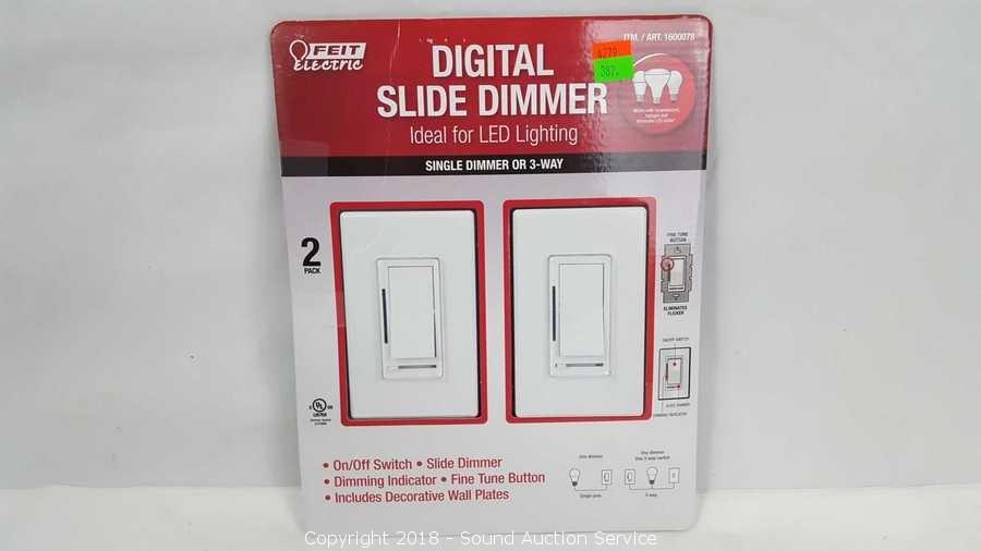 Sound Auction Service - Auction: 10/04/18 New & Lightly Used Store Returns  Auction ITEM: Feit 2pk Digital Slide Dimmer Switches