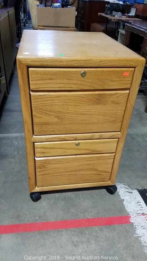 Sound Auction Service Auction 12 13 18 Fisher Wilch Estate Auction Item Oak 2 Drawer Locking File Cabinet