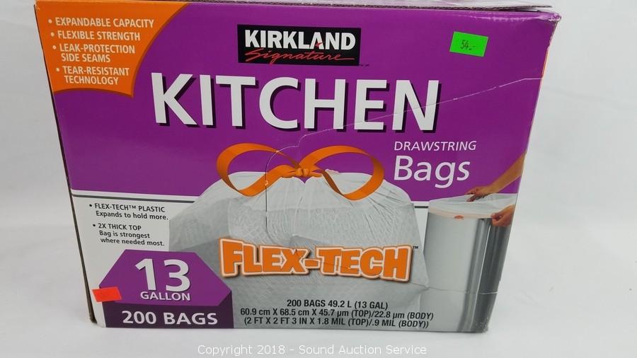 Kirkland Signature Drawstring Kitchen Trash Bags - 13 Gallon - 200 Count 