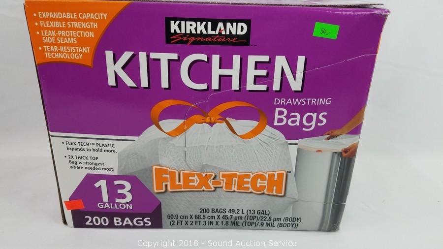  Kirkland Signature Drawstring Kitchen Trash Bags - 13 Gallon -  200 Count : Health & Household