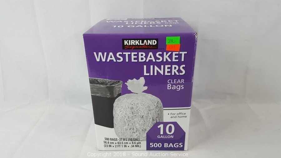 Sound Auction Service - Auction: 01/03/19 Sundries, Toys, Bedding & More!  ITEM: Kirkland 10 Gallon Clear Waste Basket Liners