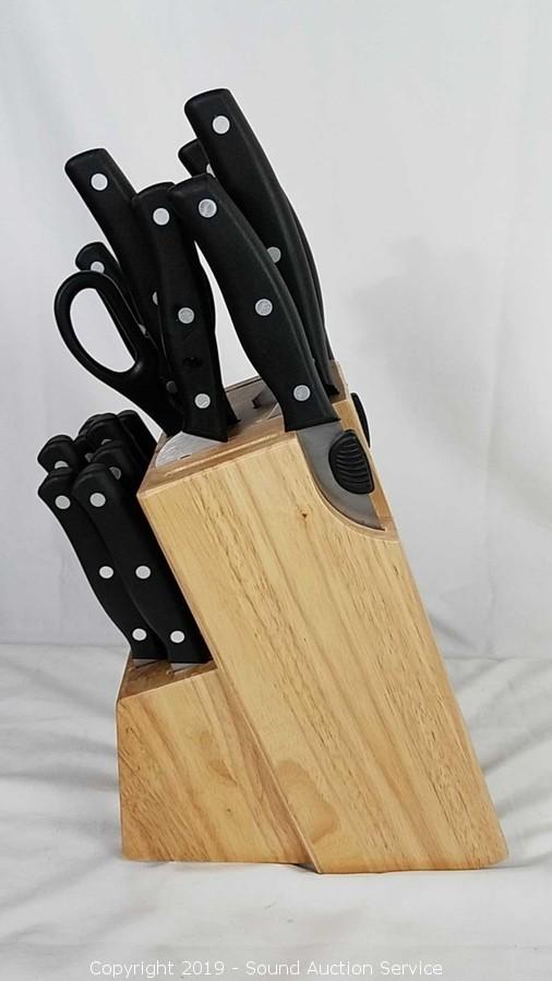 Sound Auction Service - Auction: 01/29/19 Tool & Estate Auction ITEM: 18pc. Miracle  Blade Knife Set w/Block